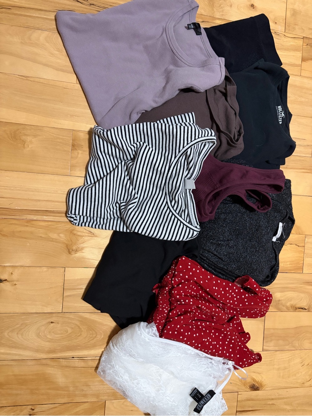 Mixed Womens Tops Bundle - Lavender, Black, Striped, Burgundy, Red, White